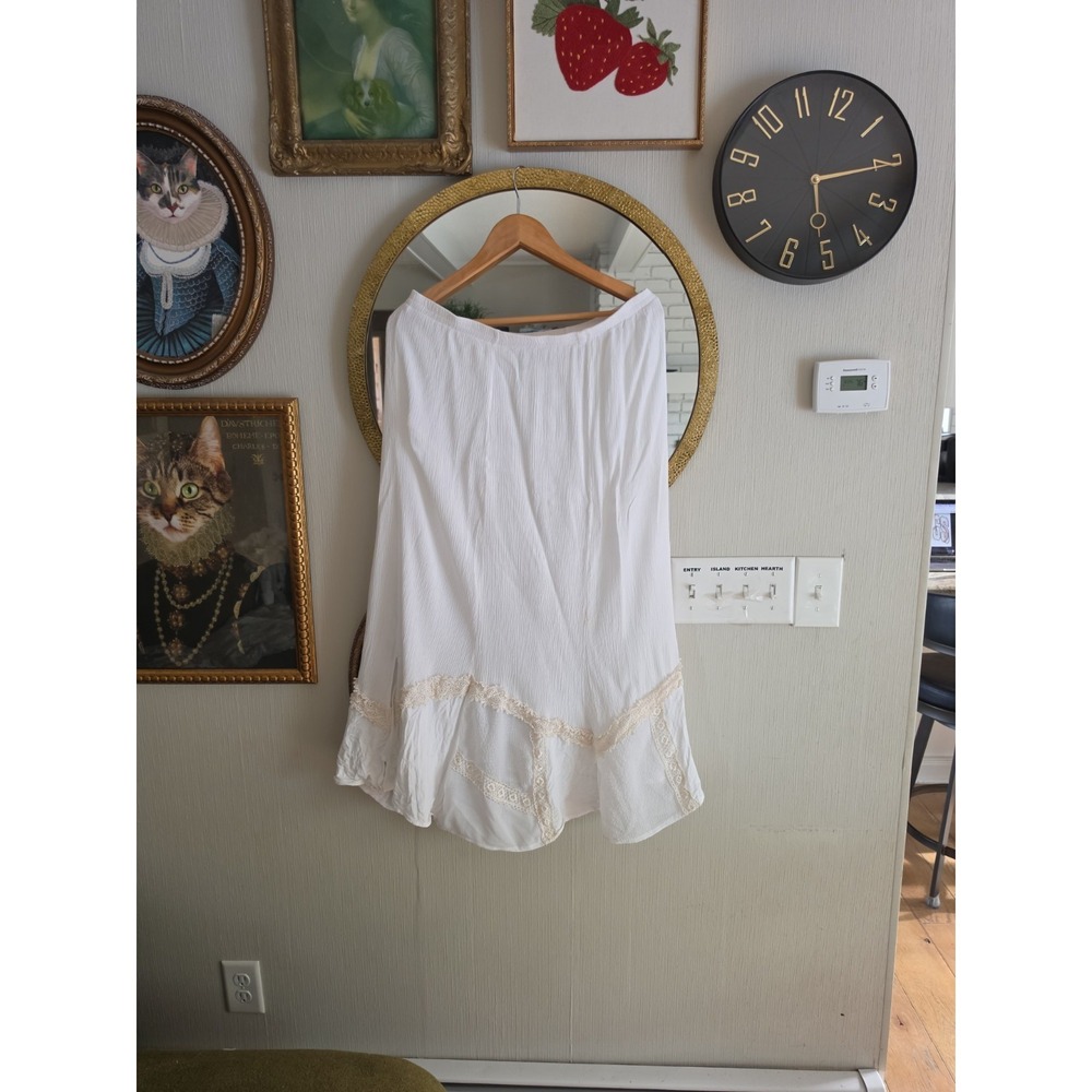 Gantos Vtg Skirt Womens XL‎ White Cream Peasant Maxi Layered Ruffle Lined Gypsy
